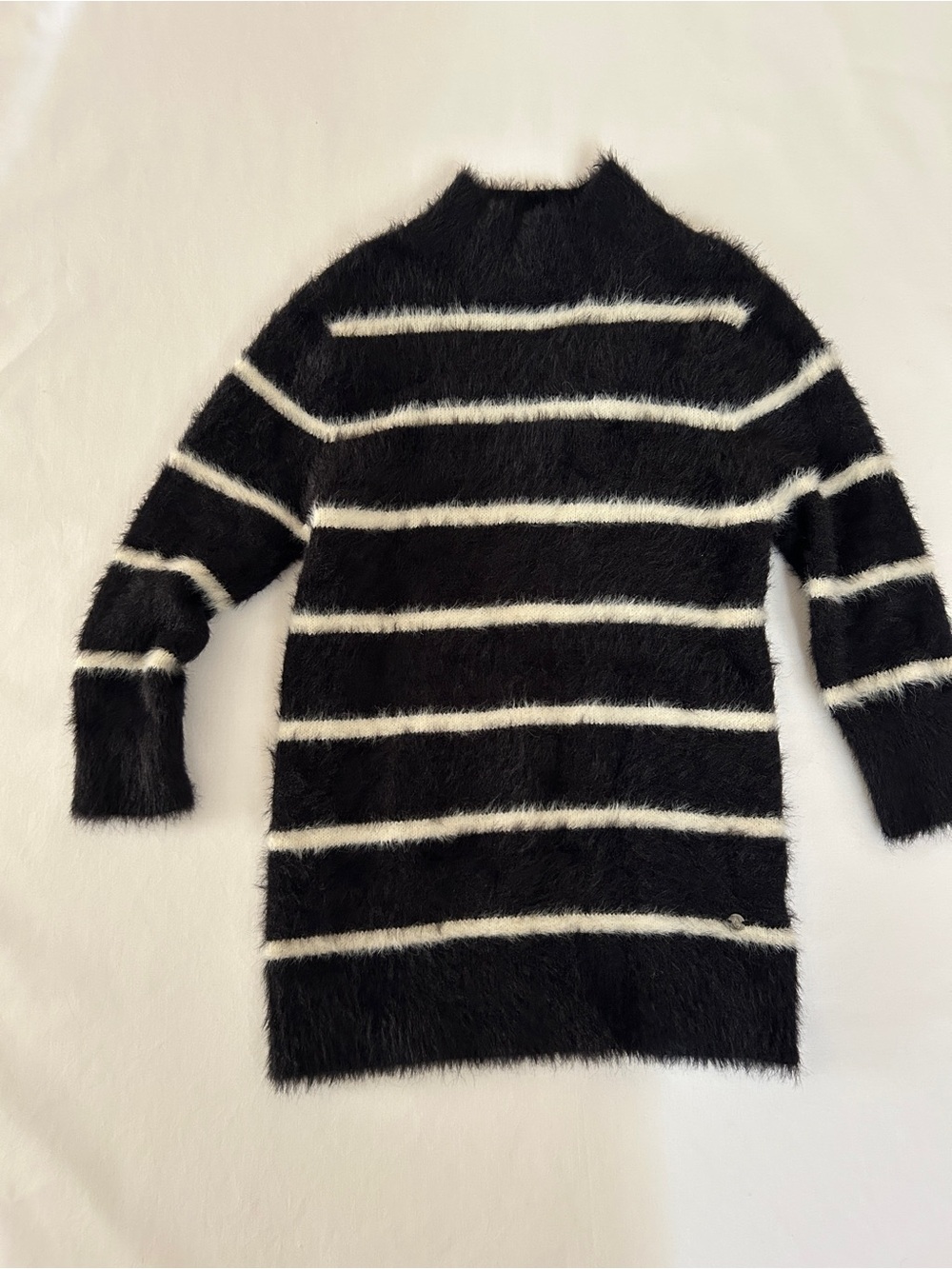 Volcom Black Fuzzy Sweater with White Stripes